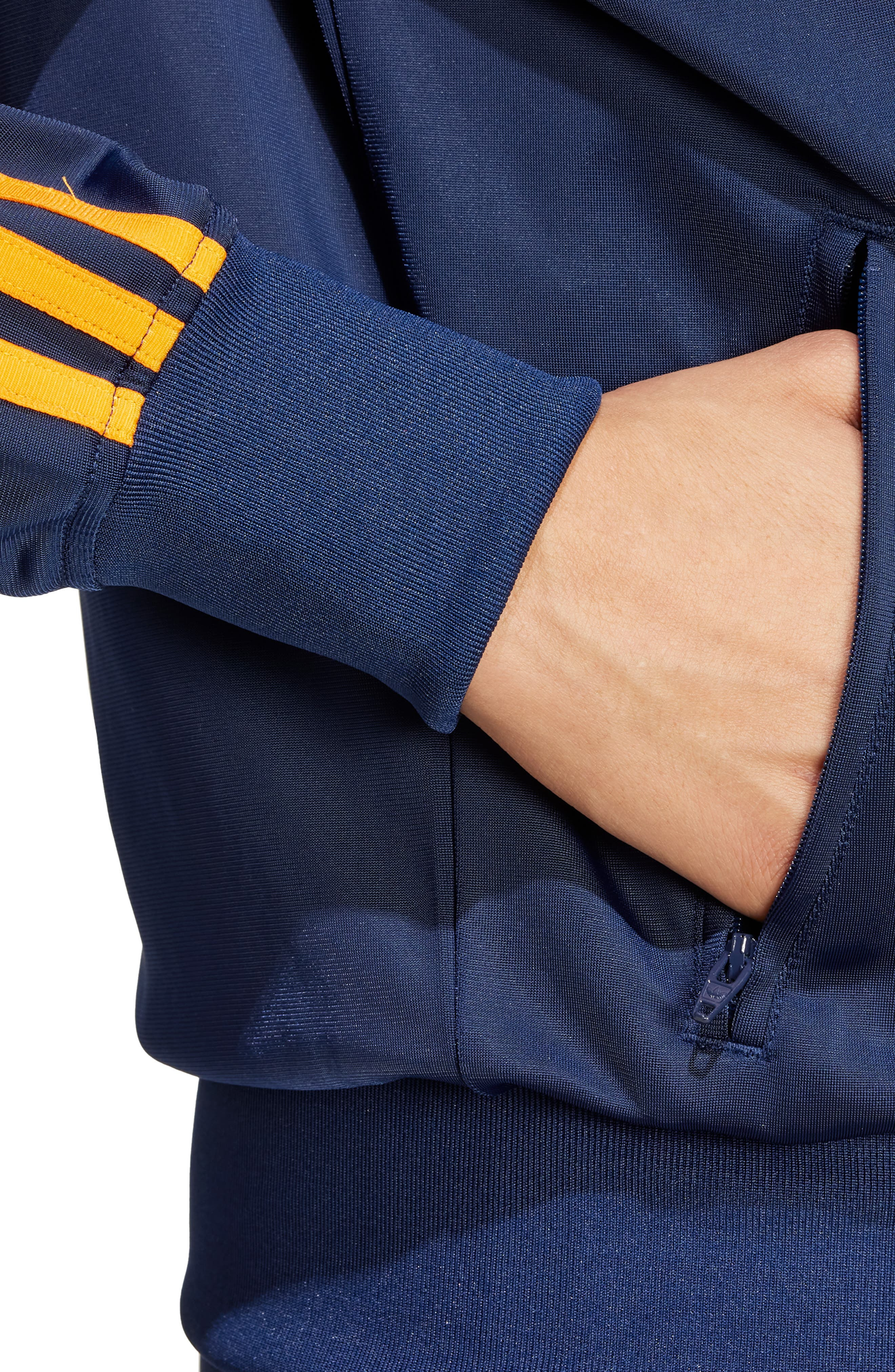 adidas Firebird Recycled Polyester Track Jacket in Night Indigo/Crew Orange at Nordstrom - 3