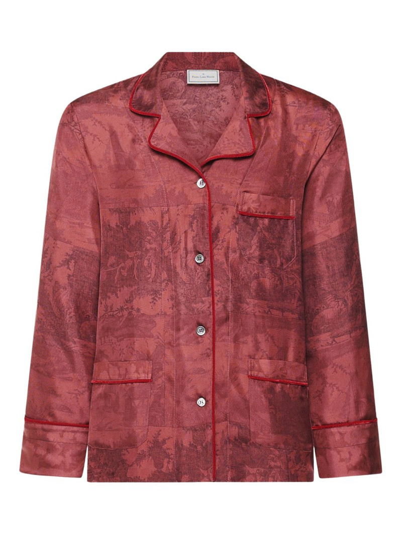 printed piped-trim shirt 1
