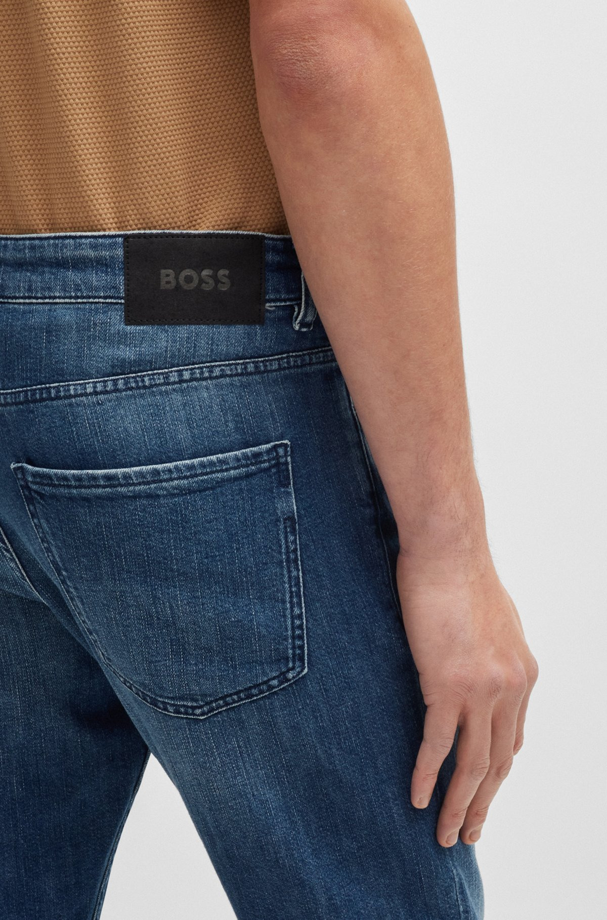 SLIM-FIT JEANS IN BLUE MECHANICAL-STRETCH DENIM - 5