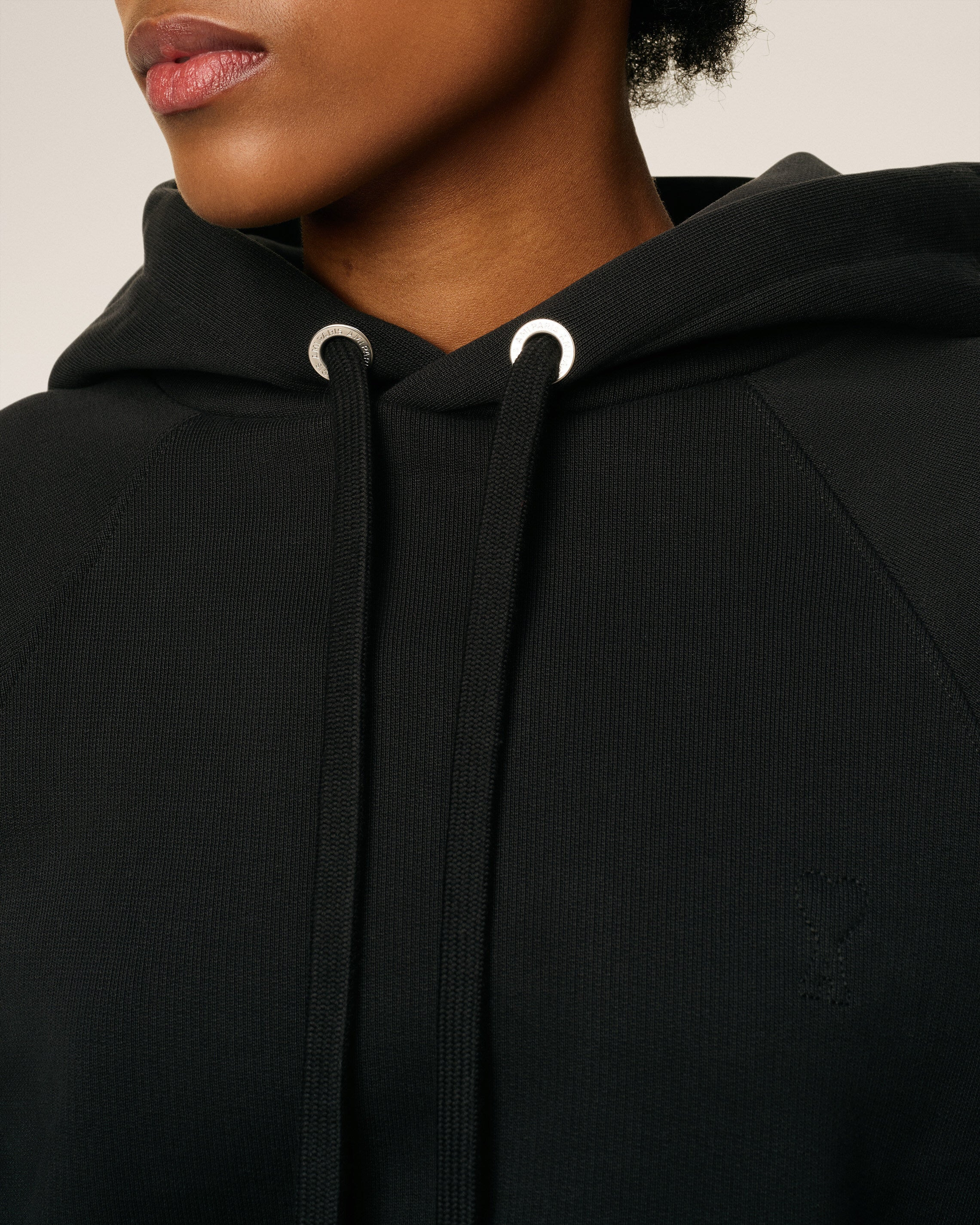 BLACK COTTON AMI DE COEUR HOODIE - 4