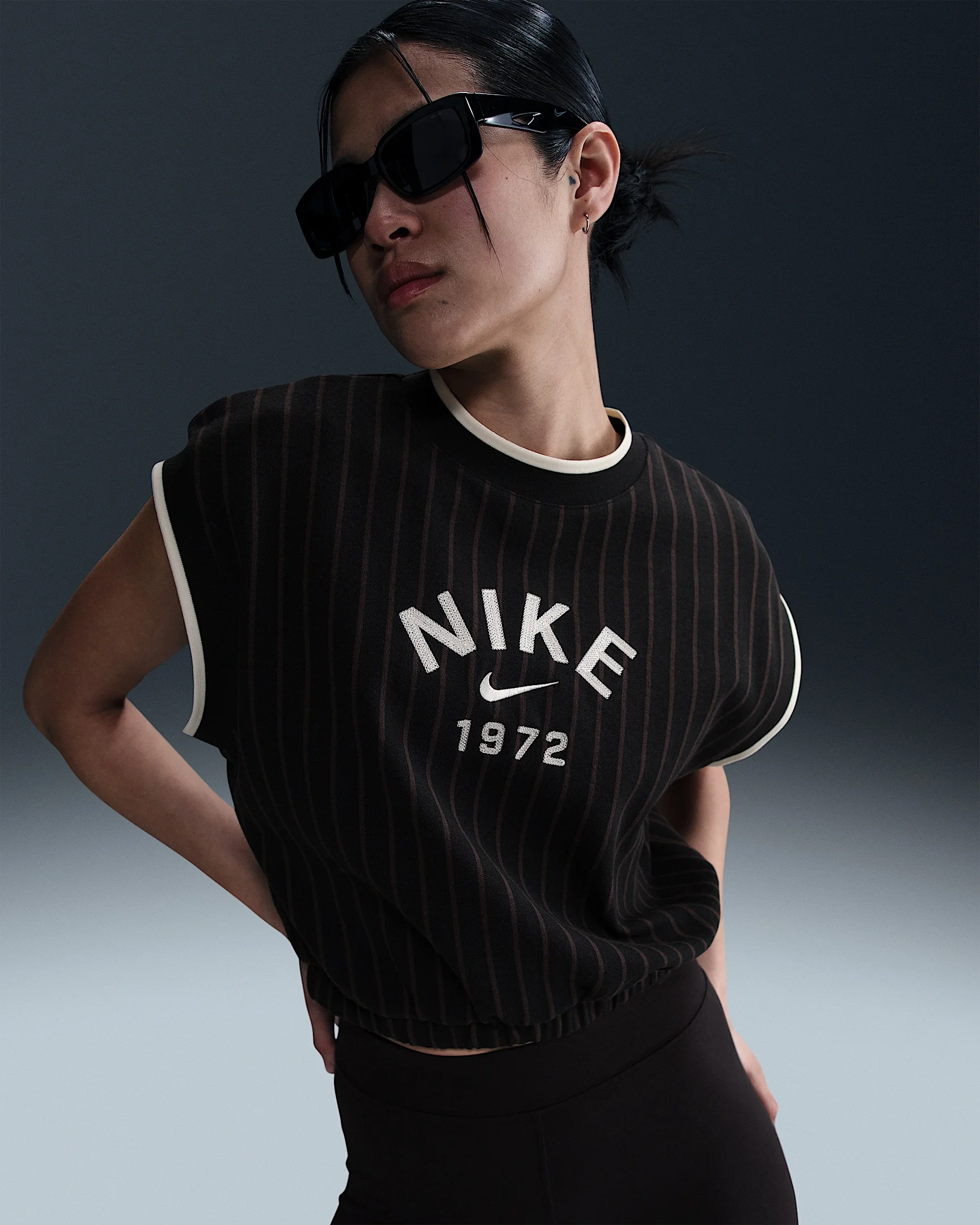 striped logo-embroidered top - 1