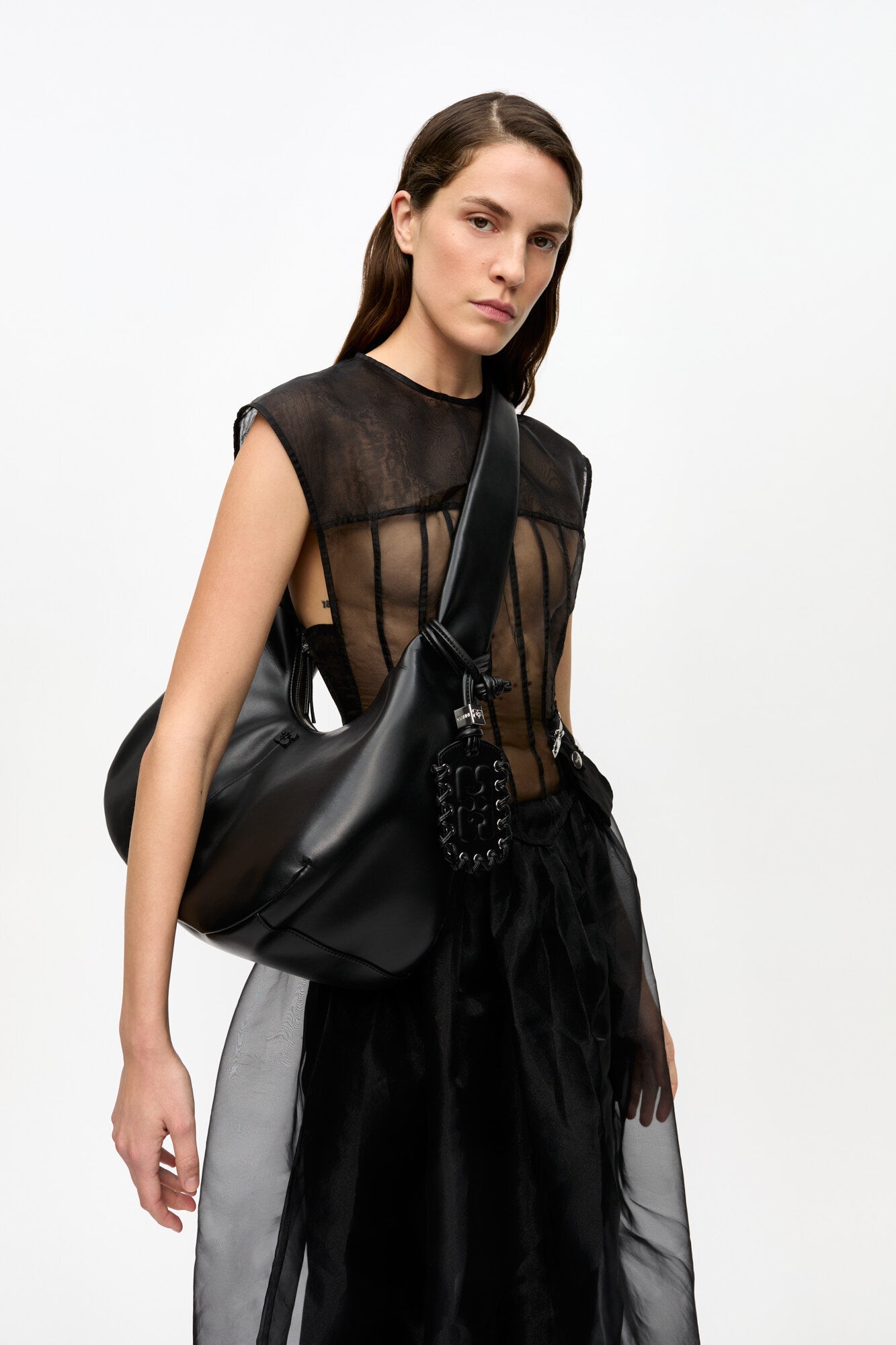 GANNI BLACK MEDIUM HOBO BAG | REVERSIBLE