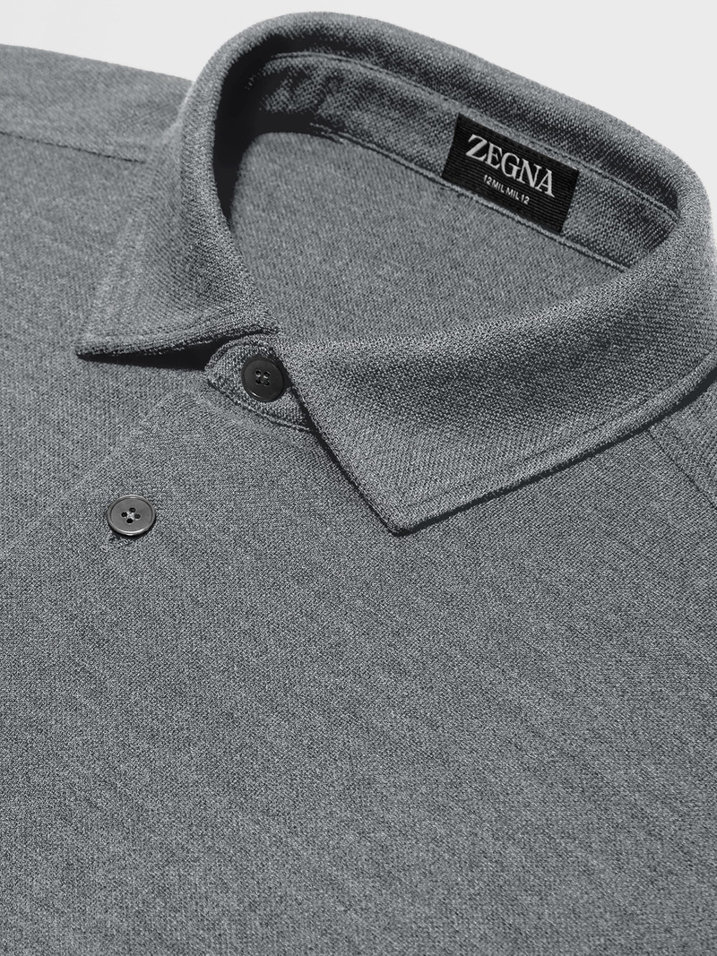 GREY MÉLANGE 12MILMIL12 WOOL POLO SHIRT 4