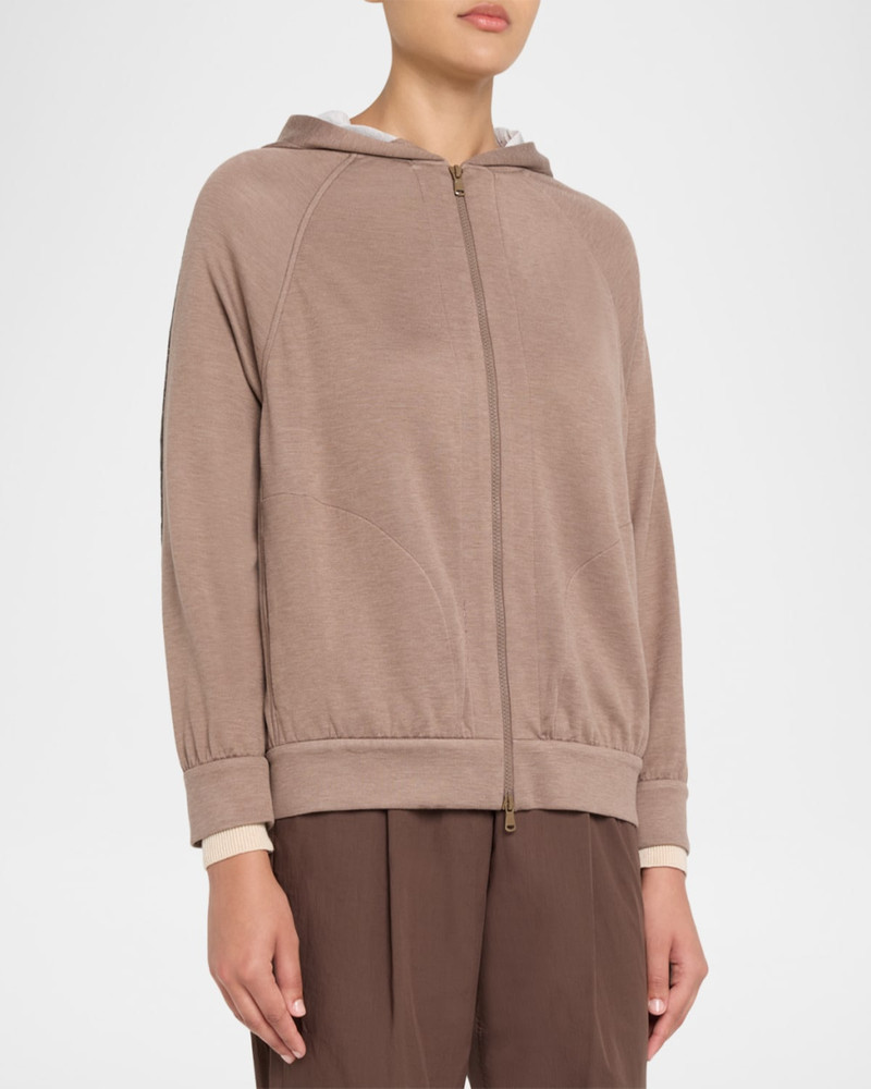 Monili Stripe Cotton-Silk Zip Jacket 4