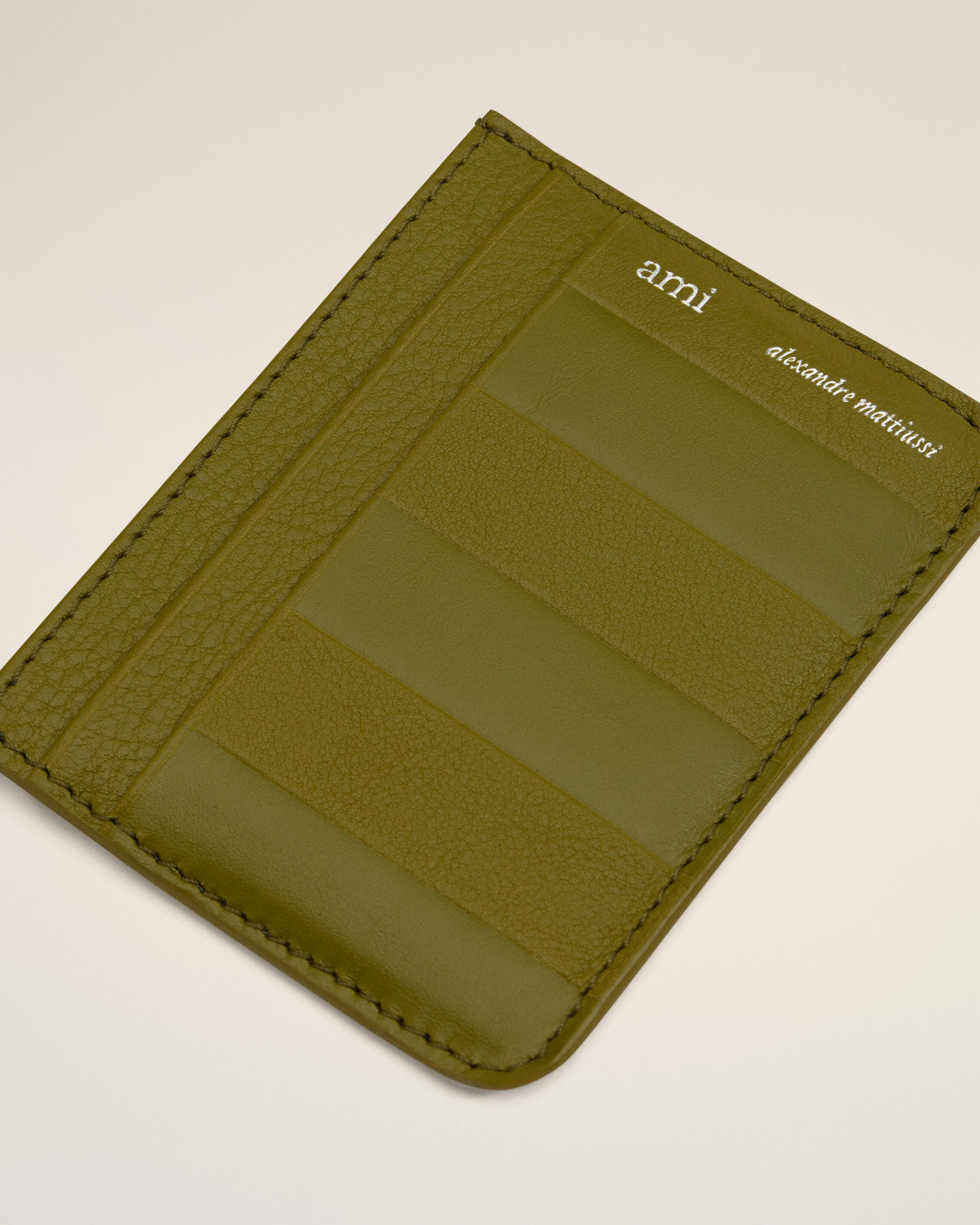 KHAKI LEATHER MIDI CARD HOLDER - 3