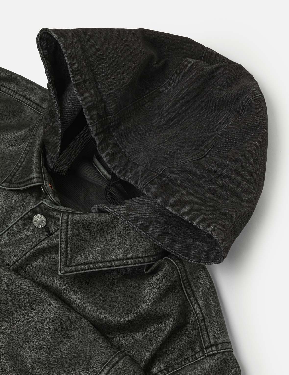 Seagull Print and Embossed Logo Regular Fit Vegan Leather Jacket - 11