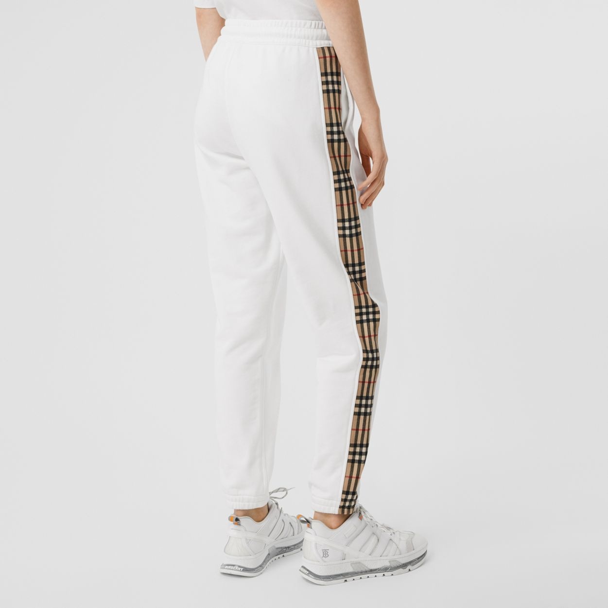 Vintage Check Detail Cotton Jogging Pants - 4