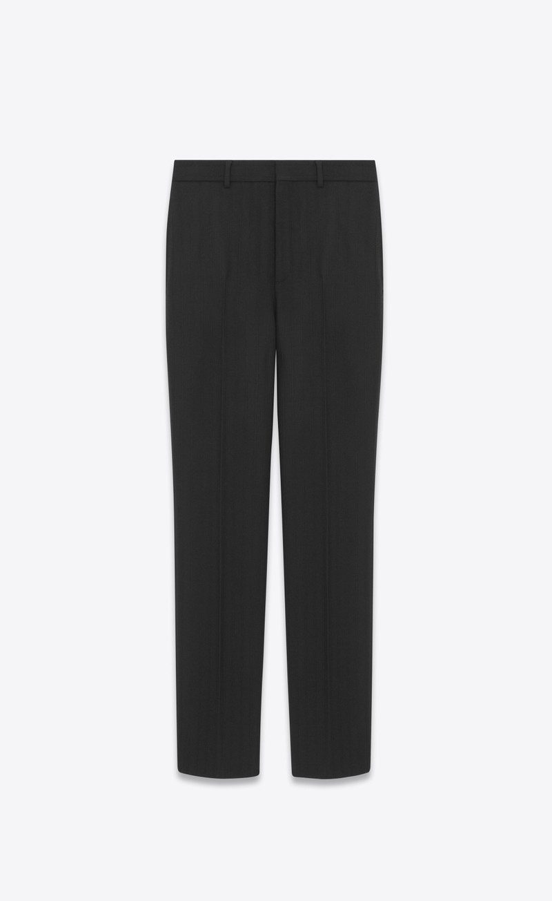 high-waisted pants in striped wool gabardine 1