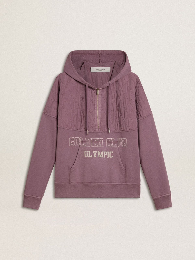Unisex mauve cotton sweatshirt with print on the front 1