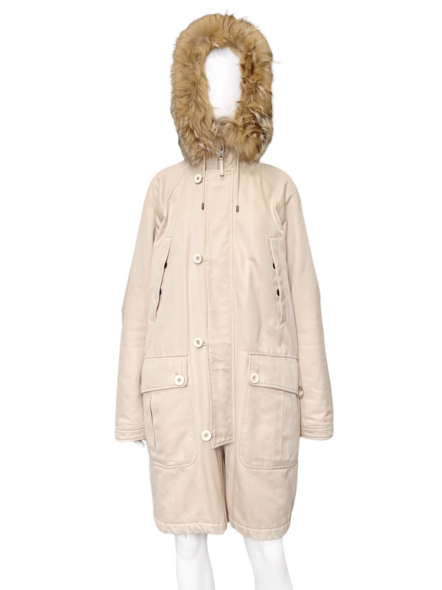 Gucci Fall 1998 Menswear Coyote Fur Hood N-3B Heavyweight Military Winter Coat 48 - 3