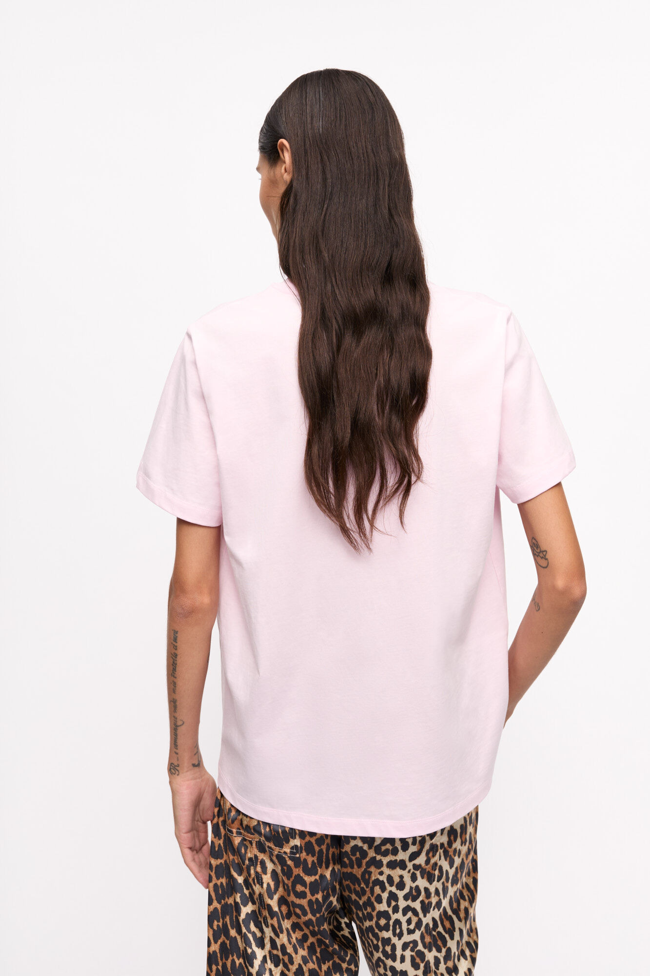 PINK BASIC JERSEY LEOPARD RELAXED T-SHIRT - 3