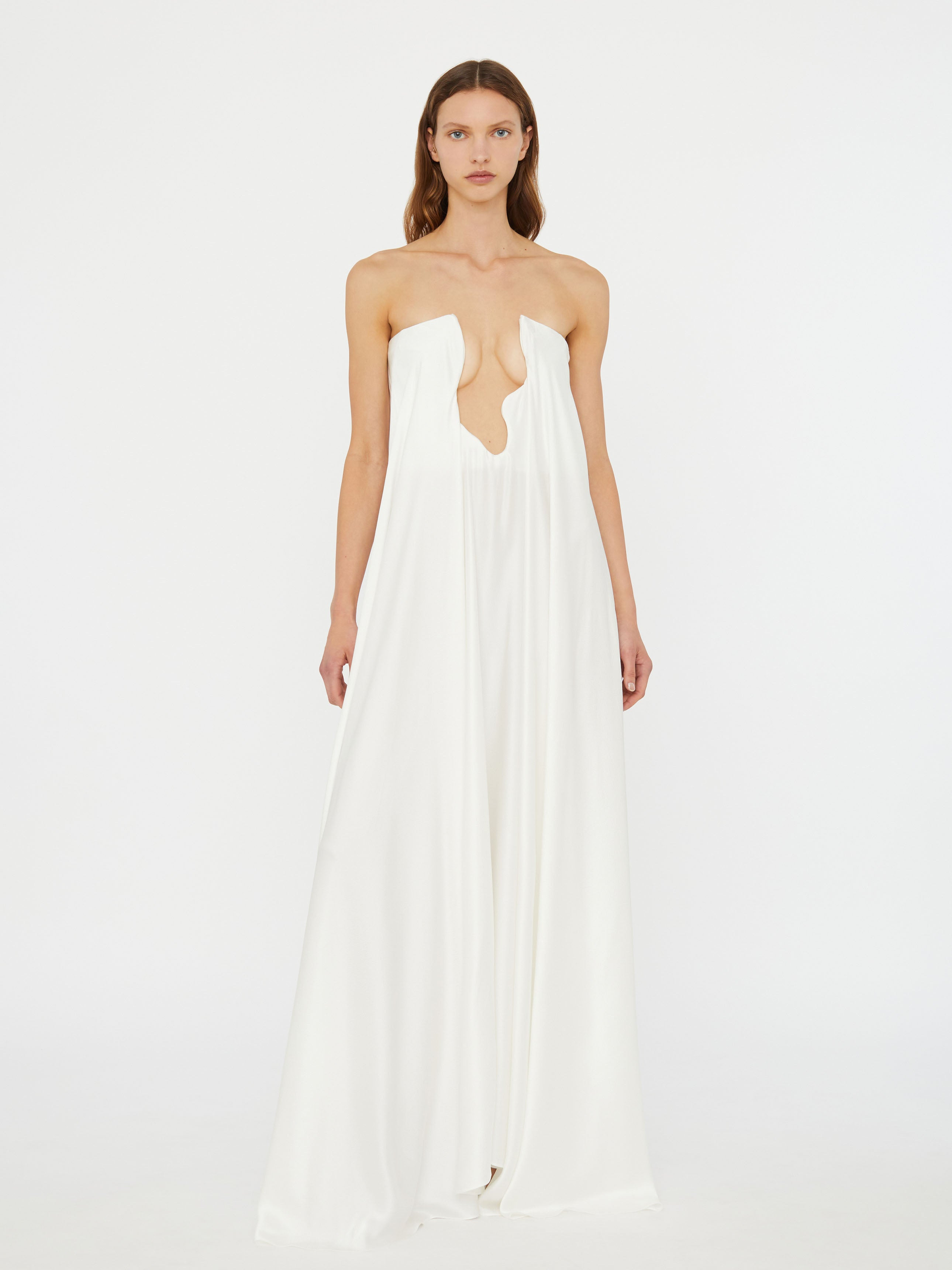 Textured Silk Salacia Strapless Gown - 4