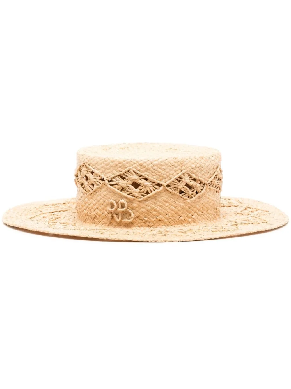 appliqué-logo straw hat - 1