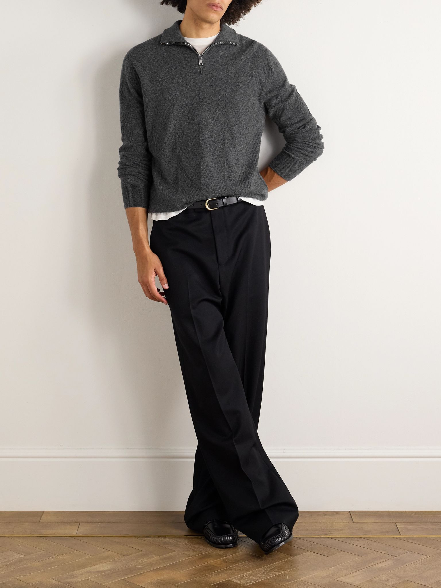 Cashmere Half-Zip Sweater Dark gray - 2