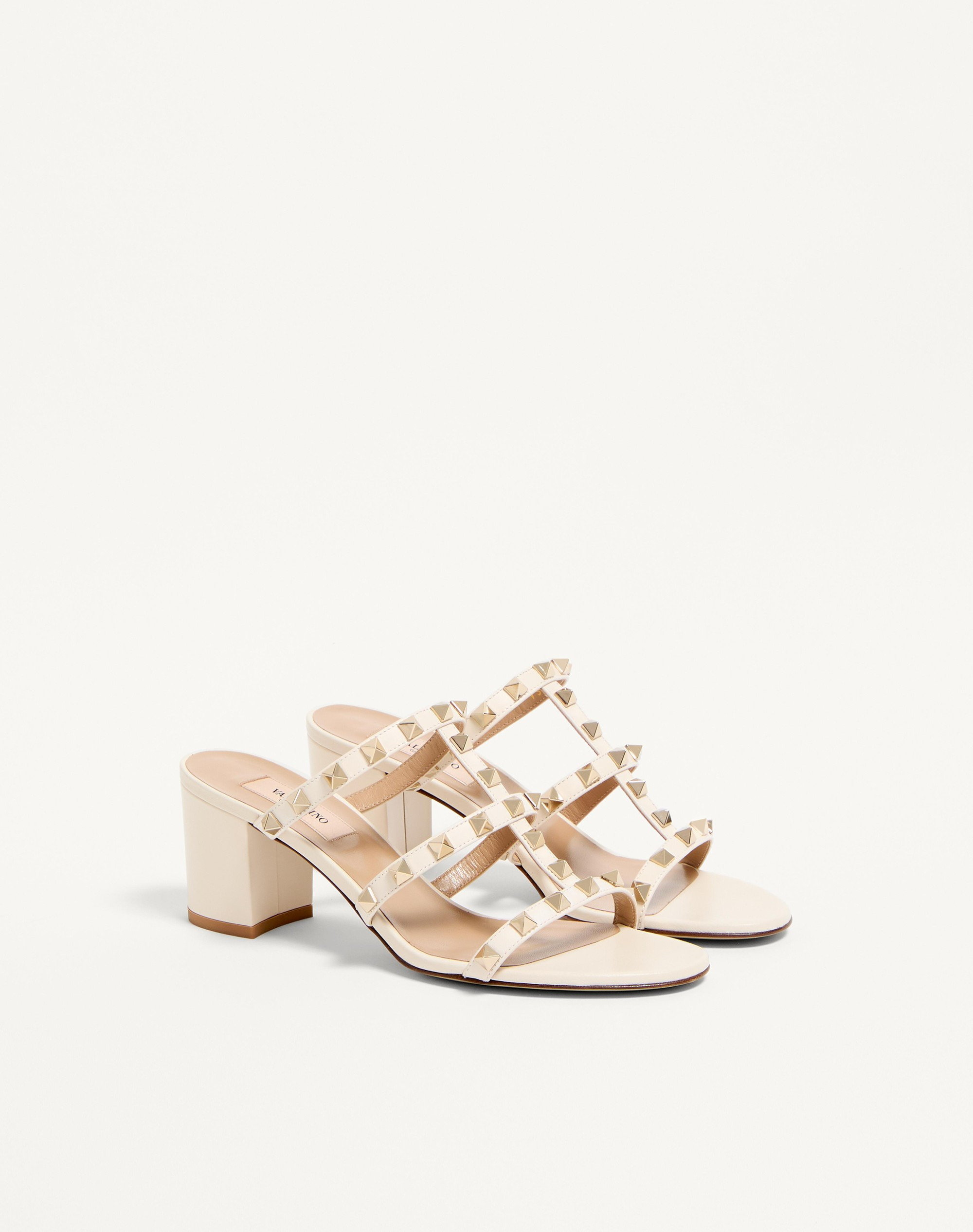 ROCKSTUD CALFSKIN LEATHER SLIDE SANDAL 60 MM - 3
