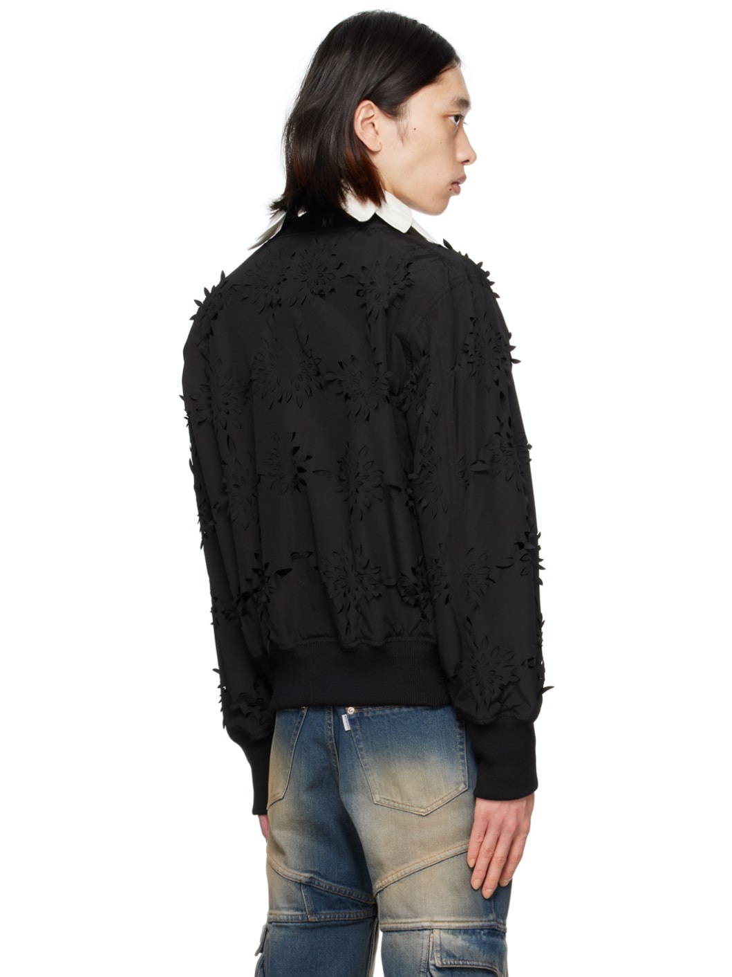 Black Floral Bomber Jacket - 3