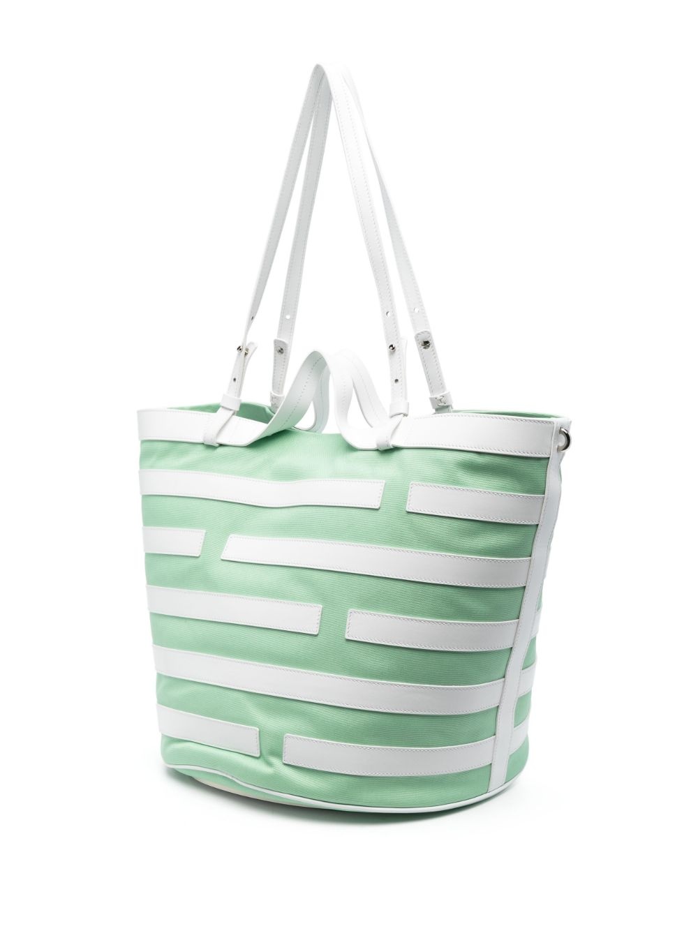 stripe-pattern leather tote bag - 3