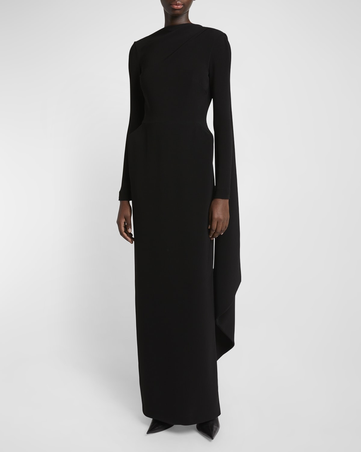 Stretch Crepe Cape Gown - 6