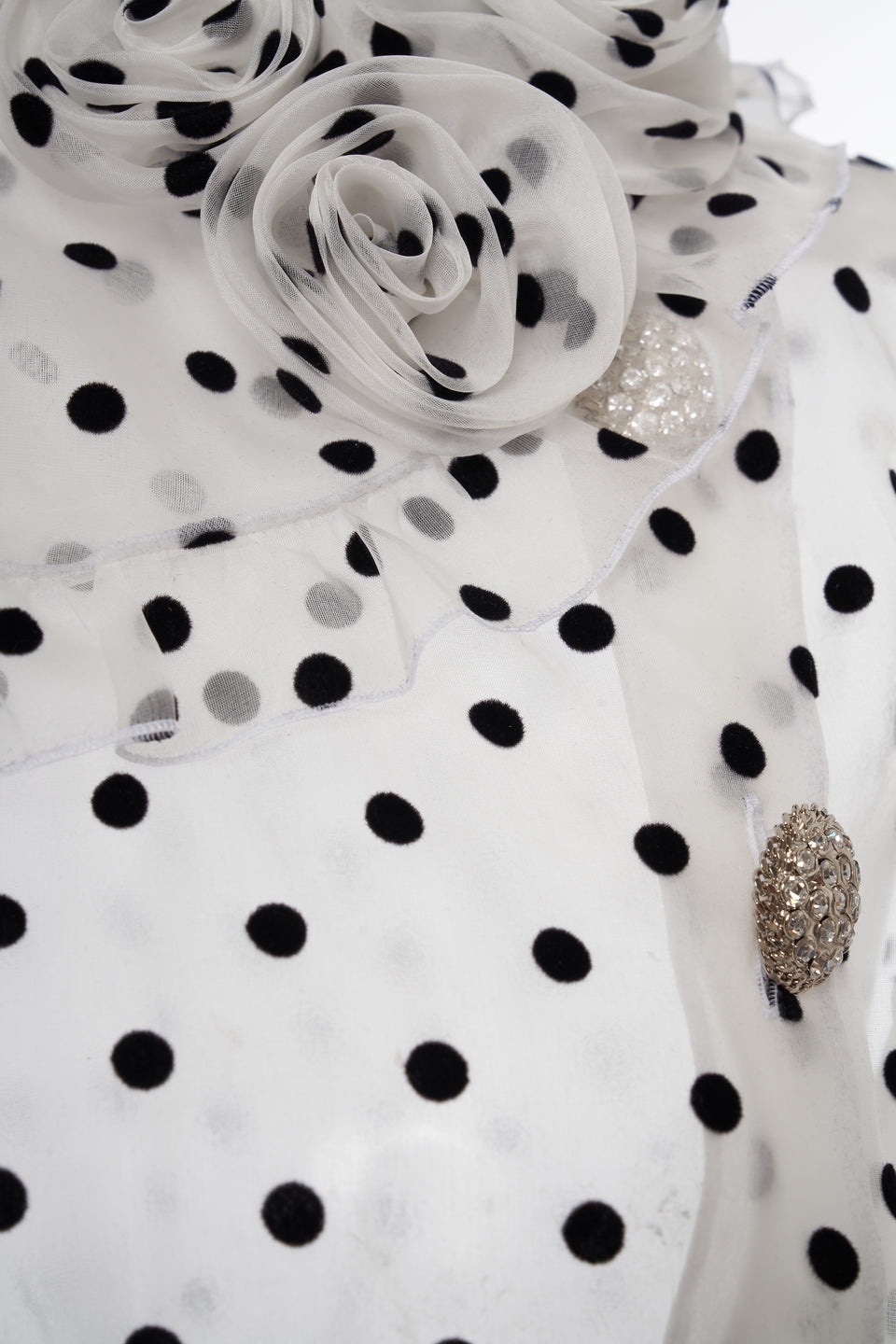 FLOCKED POLKA DOT PRINT SILK ORGANZA DRESS - 3