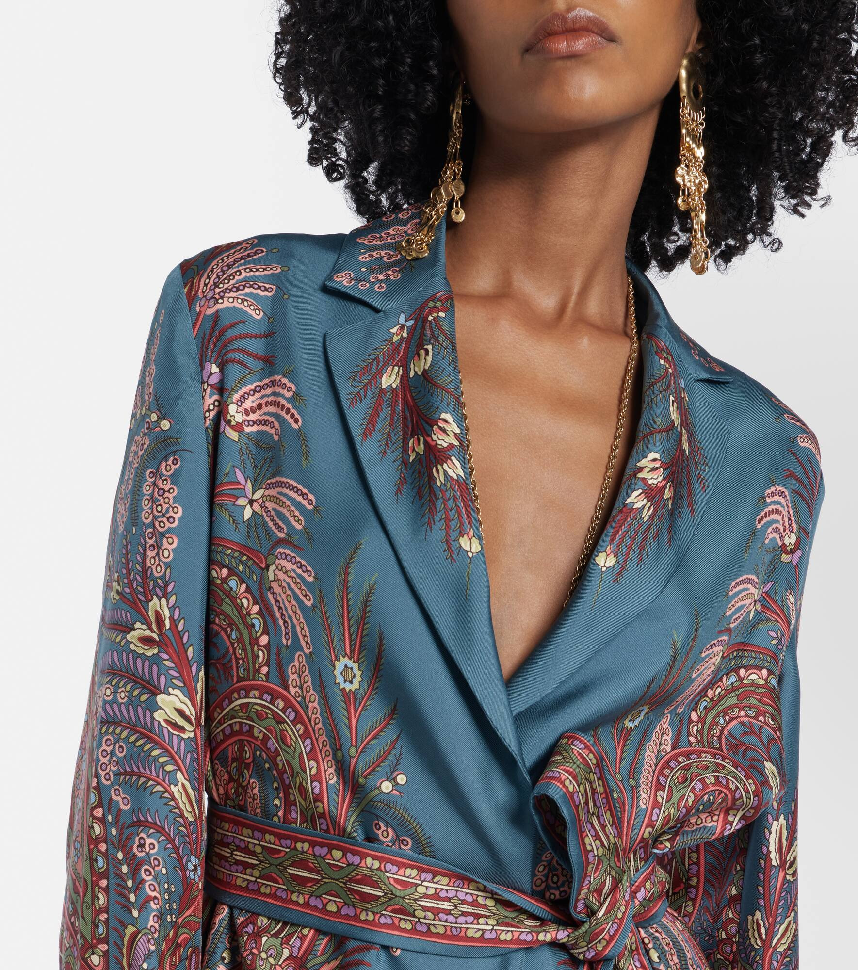 Floral printed silk blazer - 4