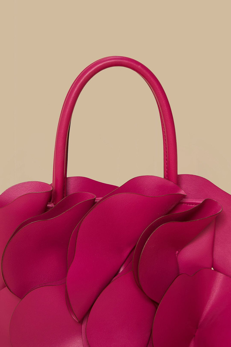 Fuchsia Leather Flower Bag 4