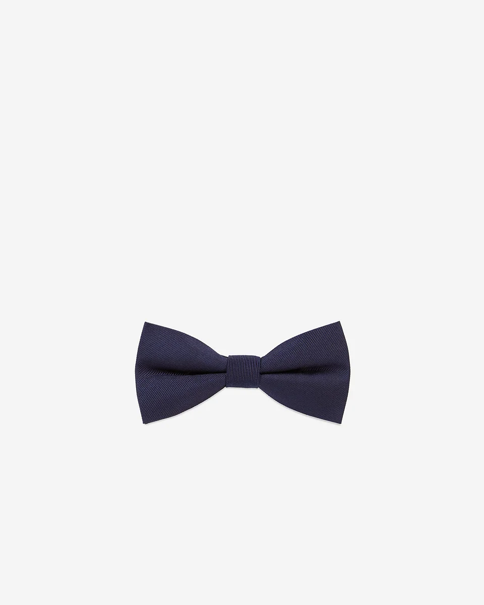 BLACK AND NAVY SILK BOW TIE - 1
