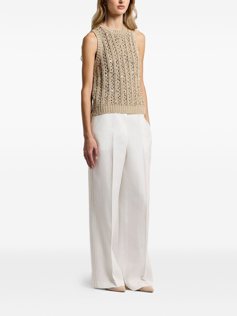 PESERICO sequinned cotton ribbon top outlook