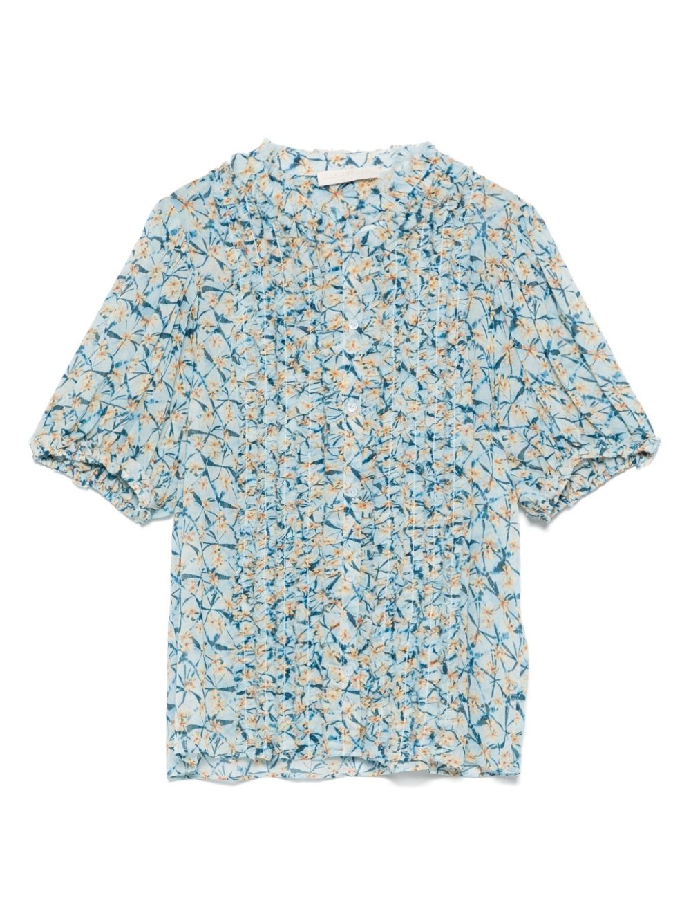 floral-print silk shirt - 1