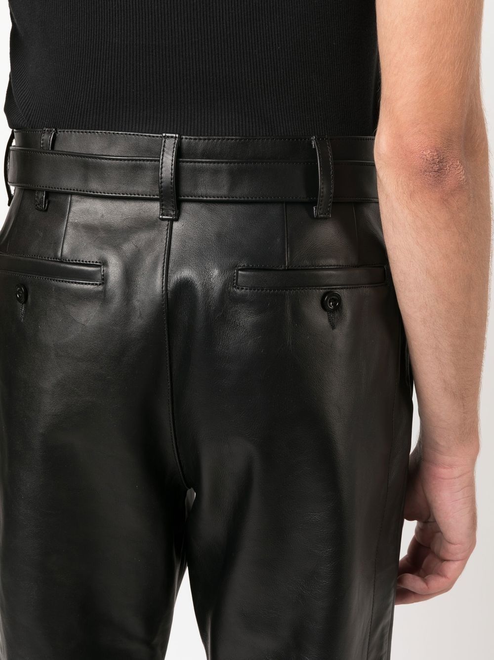 straight-leg leather trousers - 5