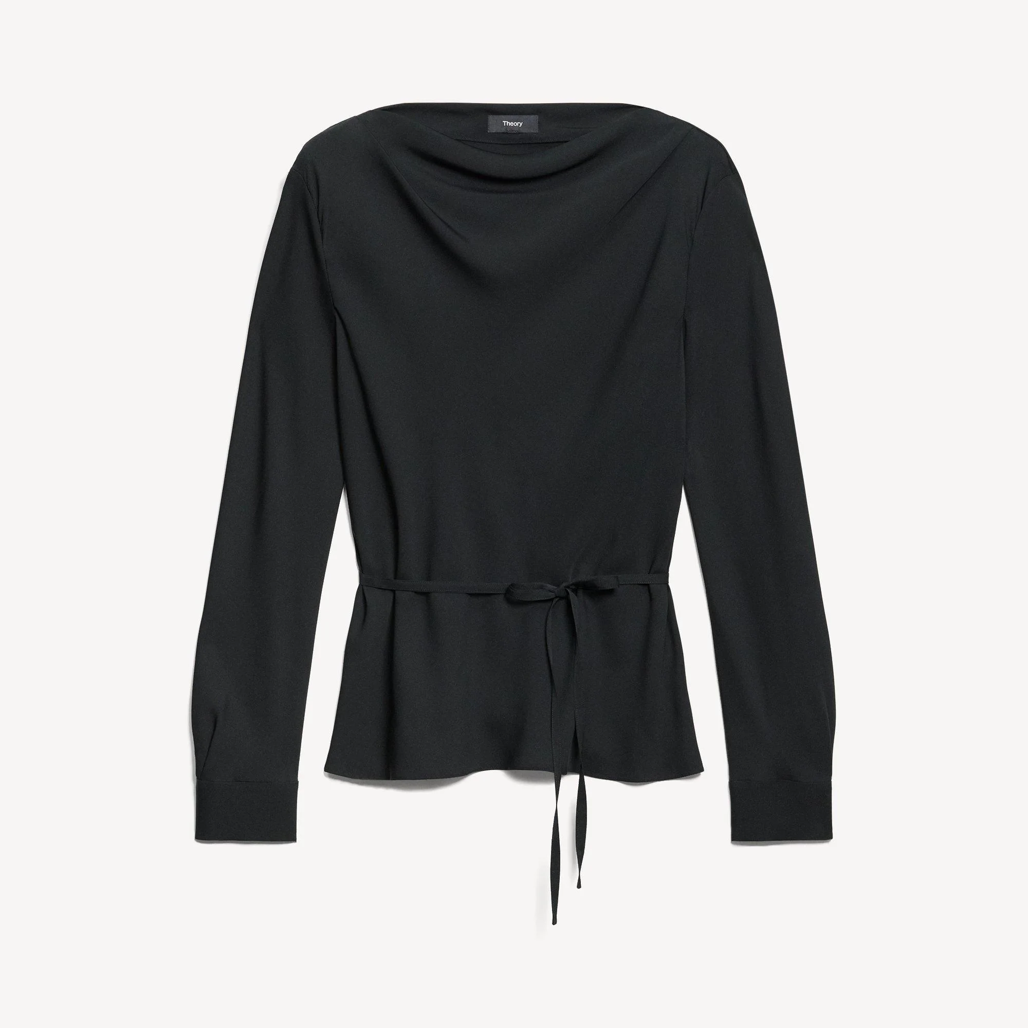 Cowl Neck Long-Sleeve Blouse in Washable Silk Georgette - 1