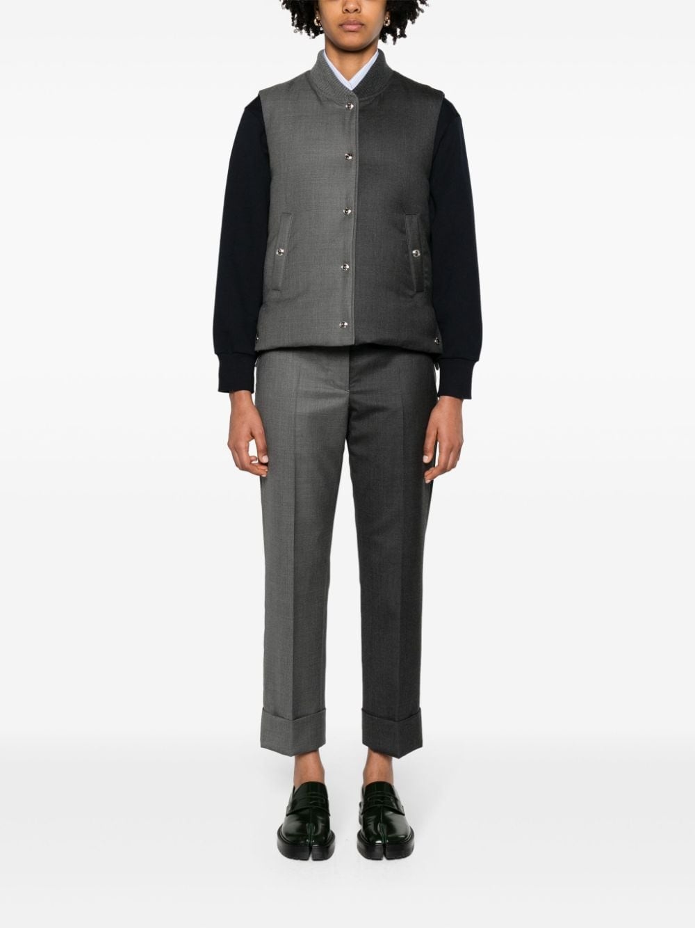 baseball-collar wool gilet - 2
