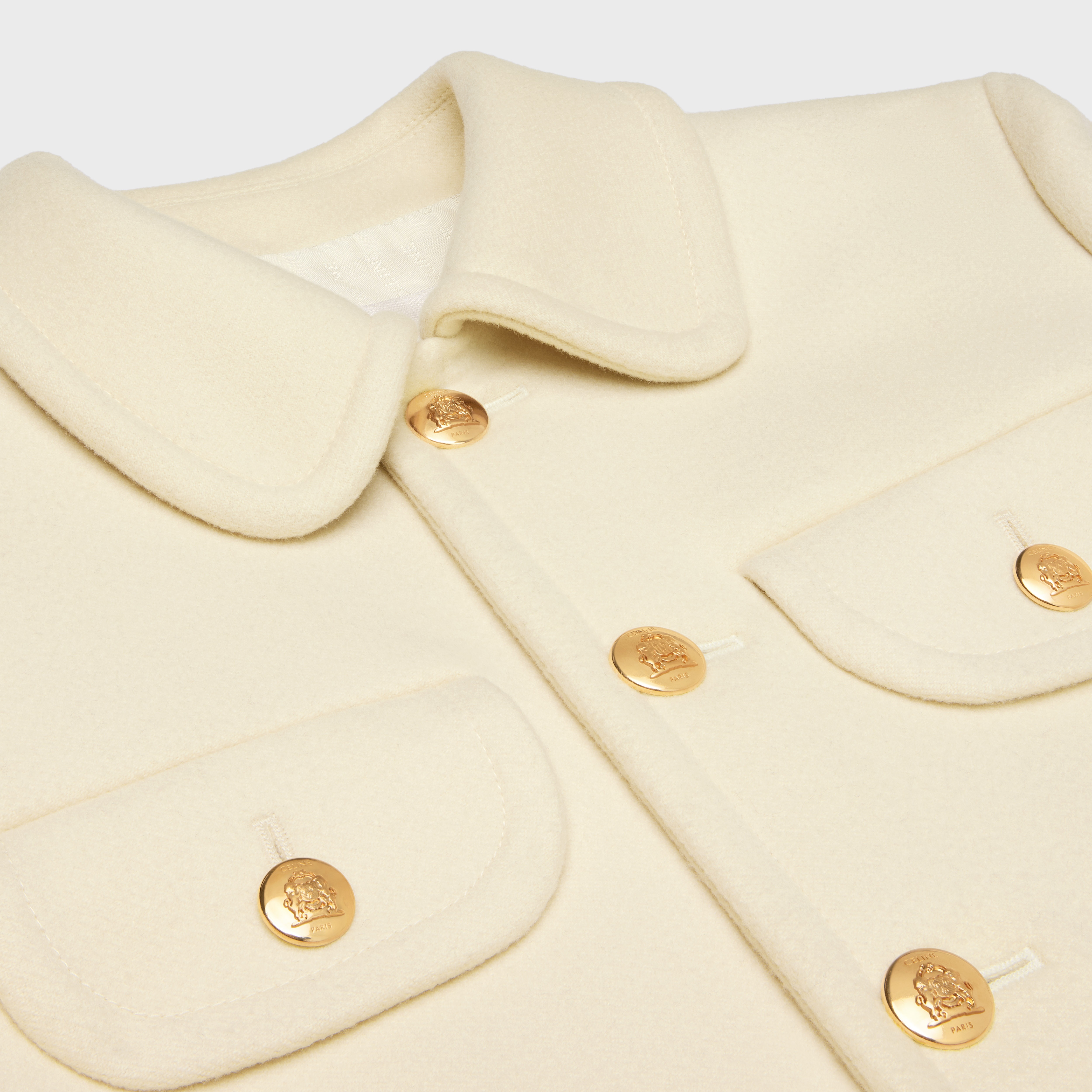 jacket with claudine collar in wool cloth - 3