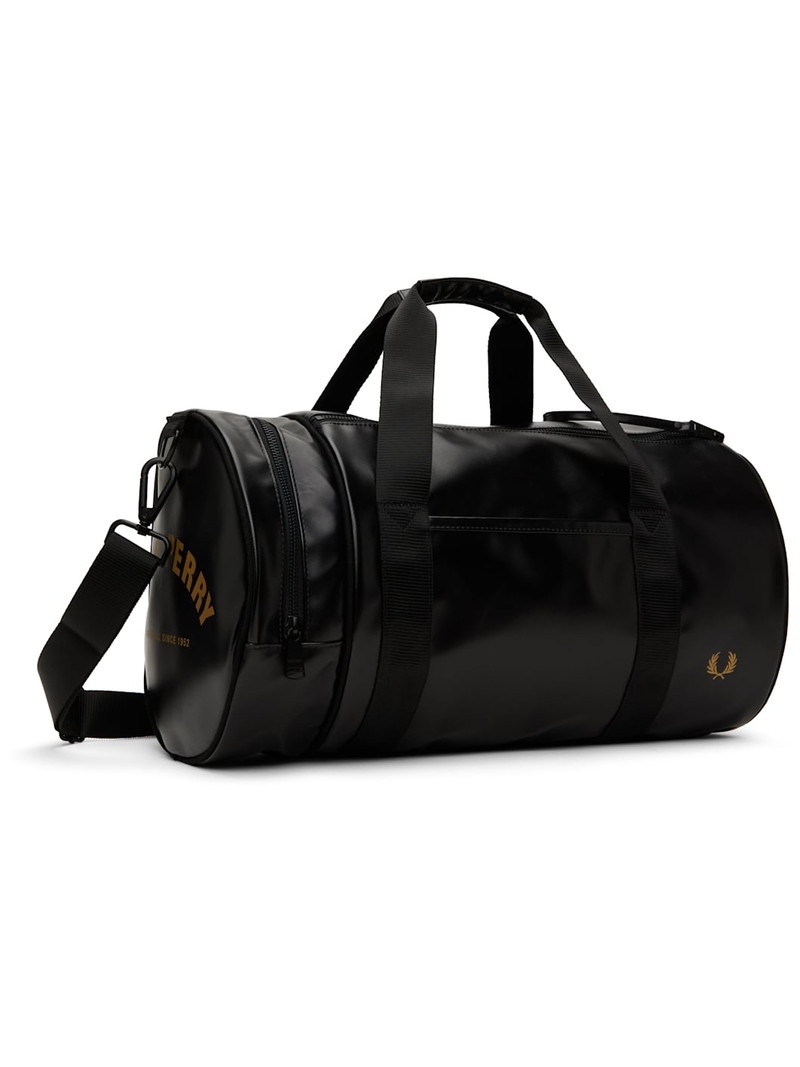 Fred Perry Black Tonal Barrel Duffle Bag outlook