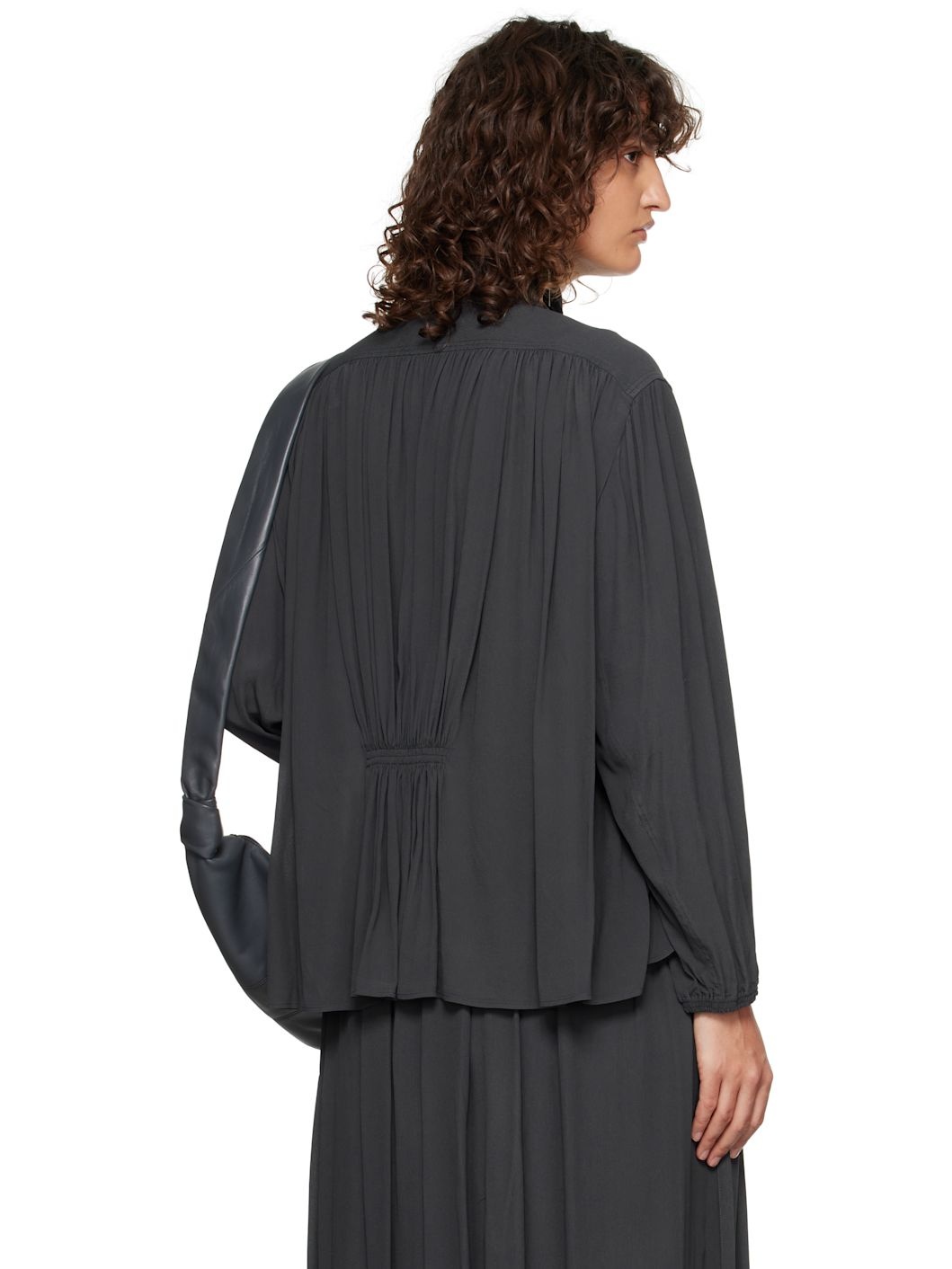 Gray Gathered Blouse - 3