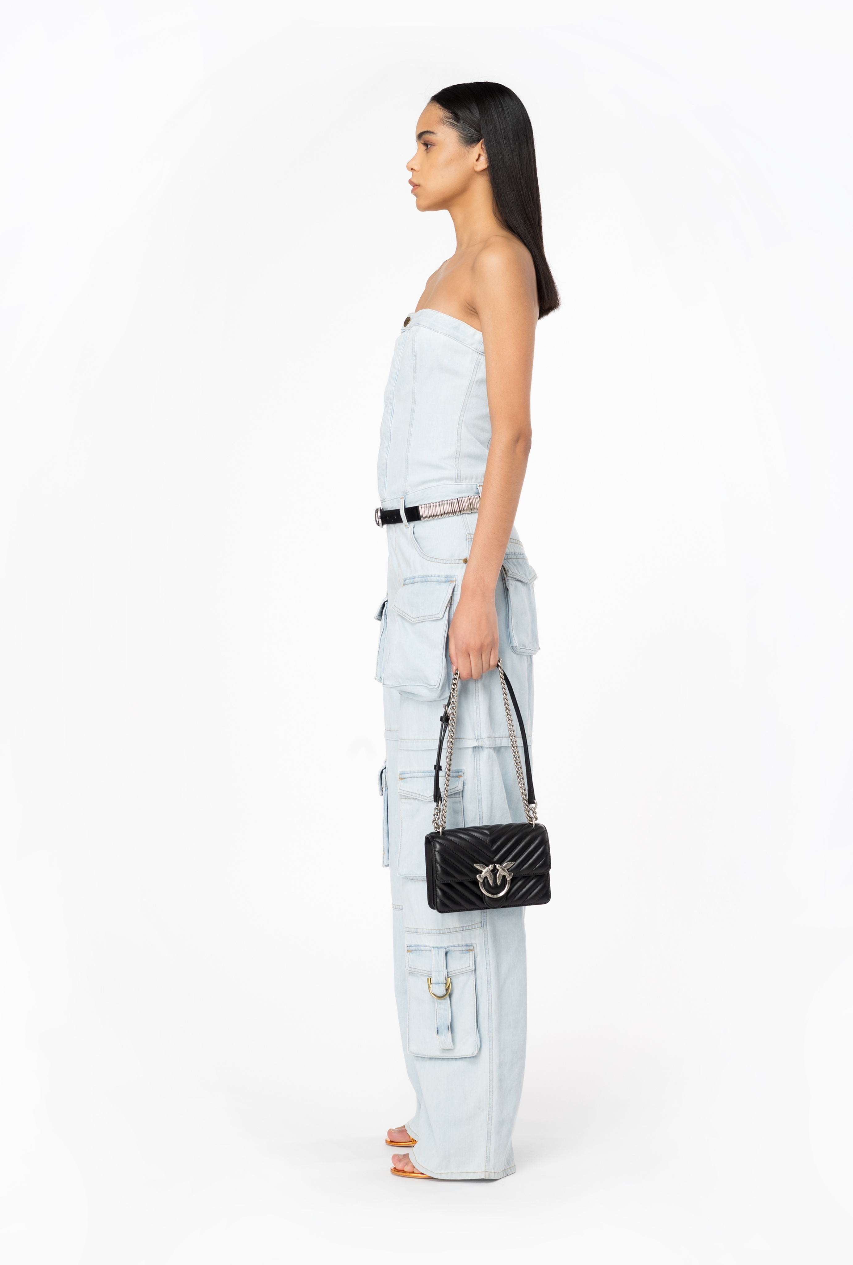 BABY BLUE DENIM BUSTIER JUMPSUIT - 3