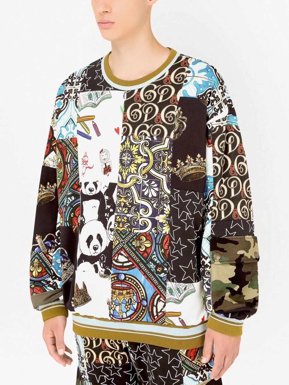 patchwork graphic-print sweatshirt - 5