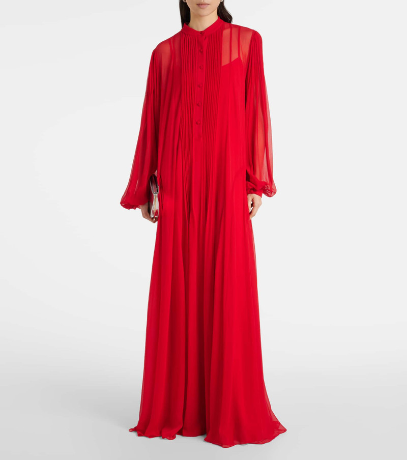 COSTARELLOS Clarinda pleated silk georgette maxi dress outlook