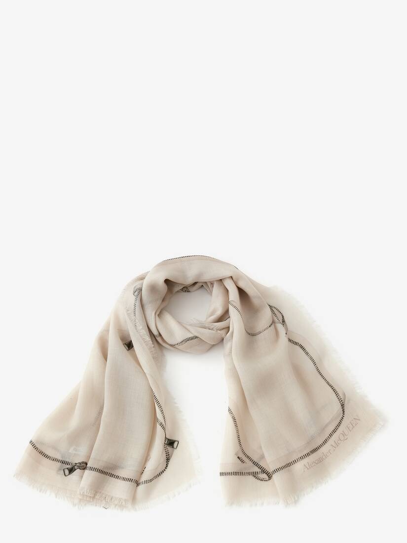 Alexander Mcqueen Zip Scarf in Ivory/black - 2
