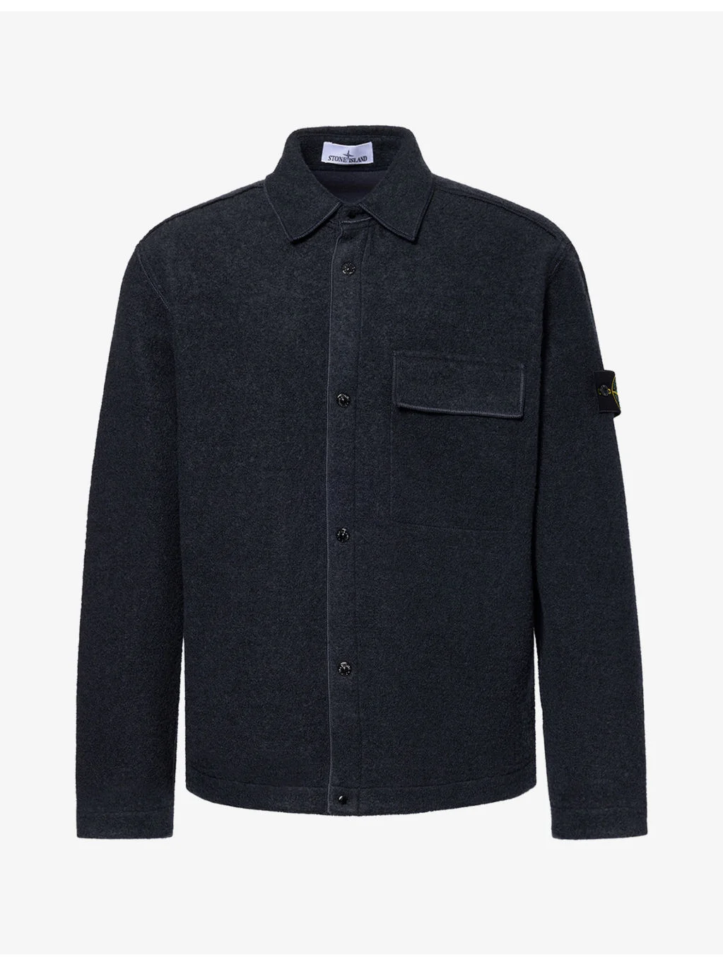 Brand-Badge Wool-Blend Overshirt - 1