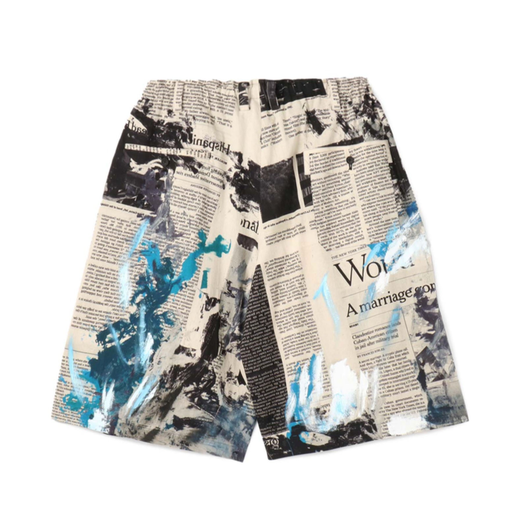 O-NEWSPAPER ASAKURA PRINTED PANTS / BLK/WHT - 2