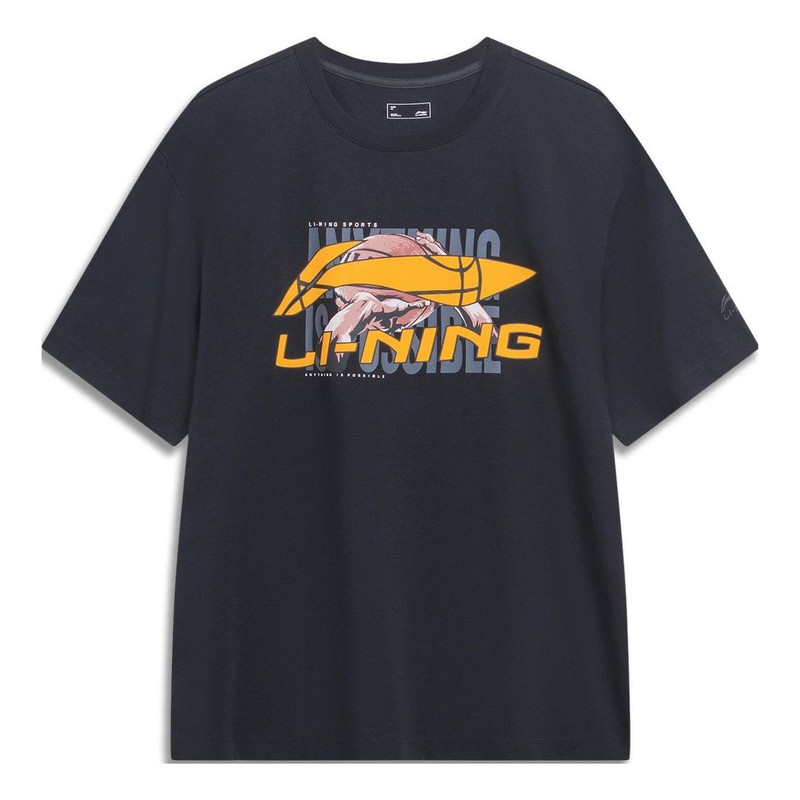 Li-Ning Essential Basketball 로고 티셔츠 '블랙 오렌지' AHST595-1 - 1