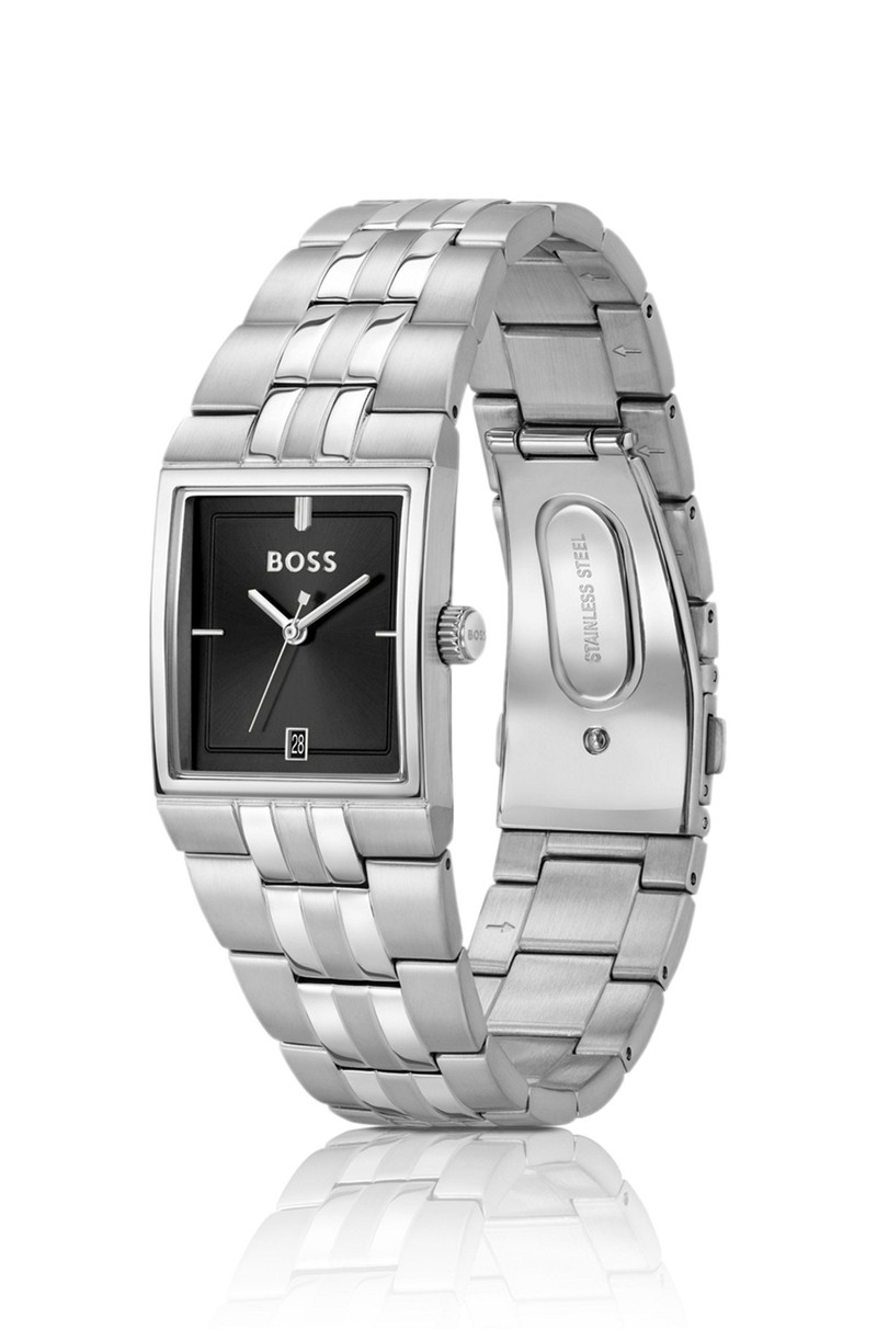 BOSS STRIVO STAINLESS-STEEL WATCH WITH STRIPE DETAIL outlook