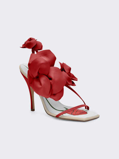 MAGDA BUTRYM Rose Appliqué Leather Sandals Red outlook