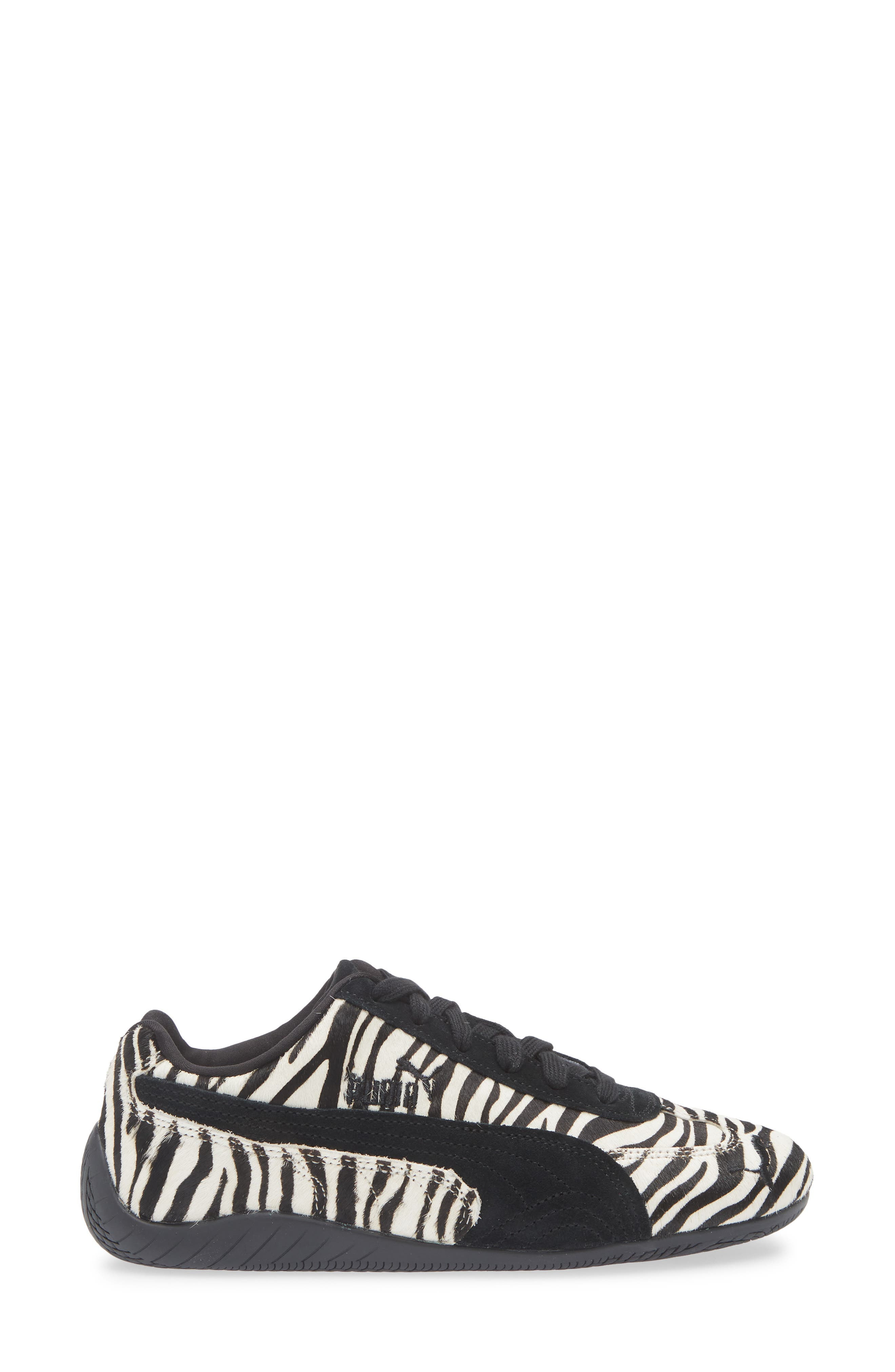 PUMA Speedcat Zebra Print Genuine Calf Hair Sneaker in Warm White/Puma Black at Nordstrom - 3