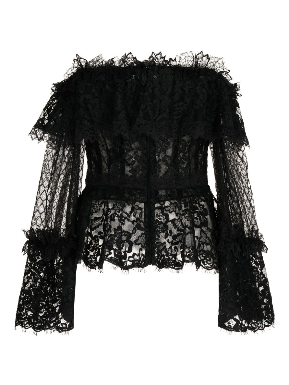 off-shoulder floral-lace peplum blouse - 2