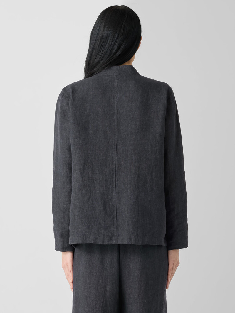 Washed Organic Linen Délavé High Collar Jacket 4