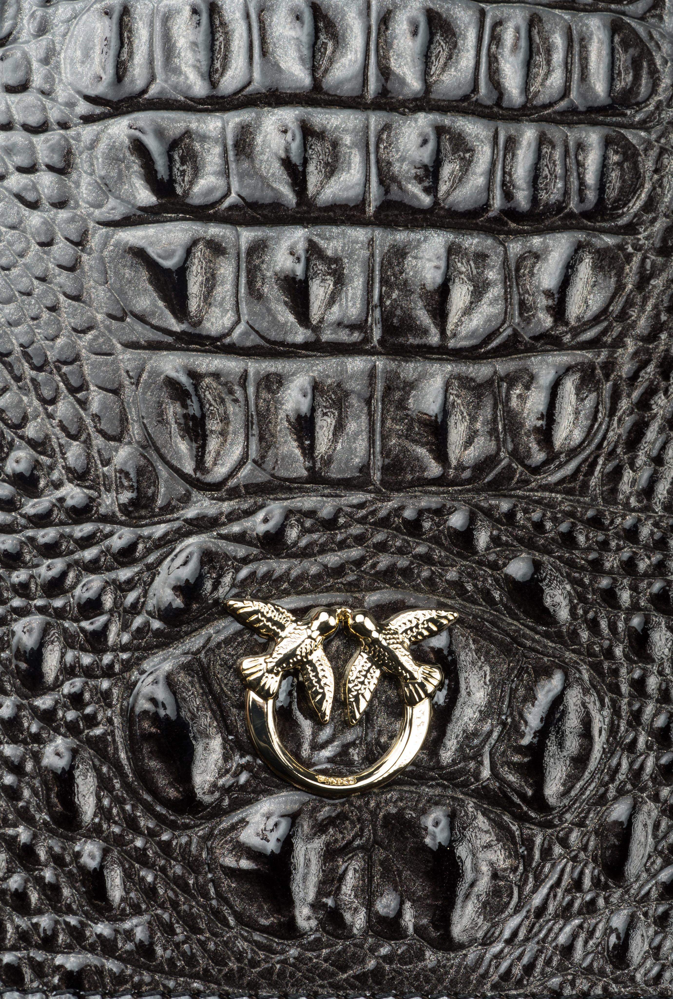 PINKO GALLERIA CLASSIC LOVE BAG CLICK IN SHINY CROCODILE-PRINT LEATHER - 5