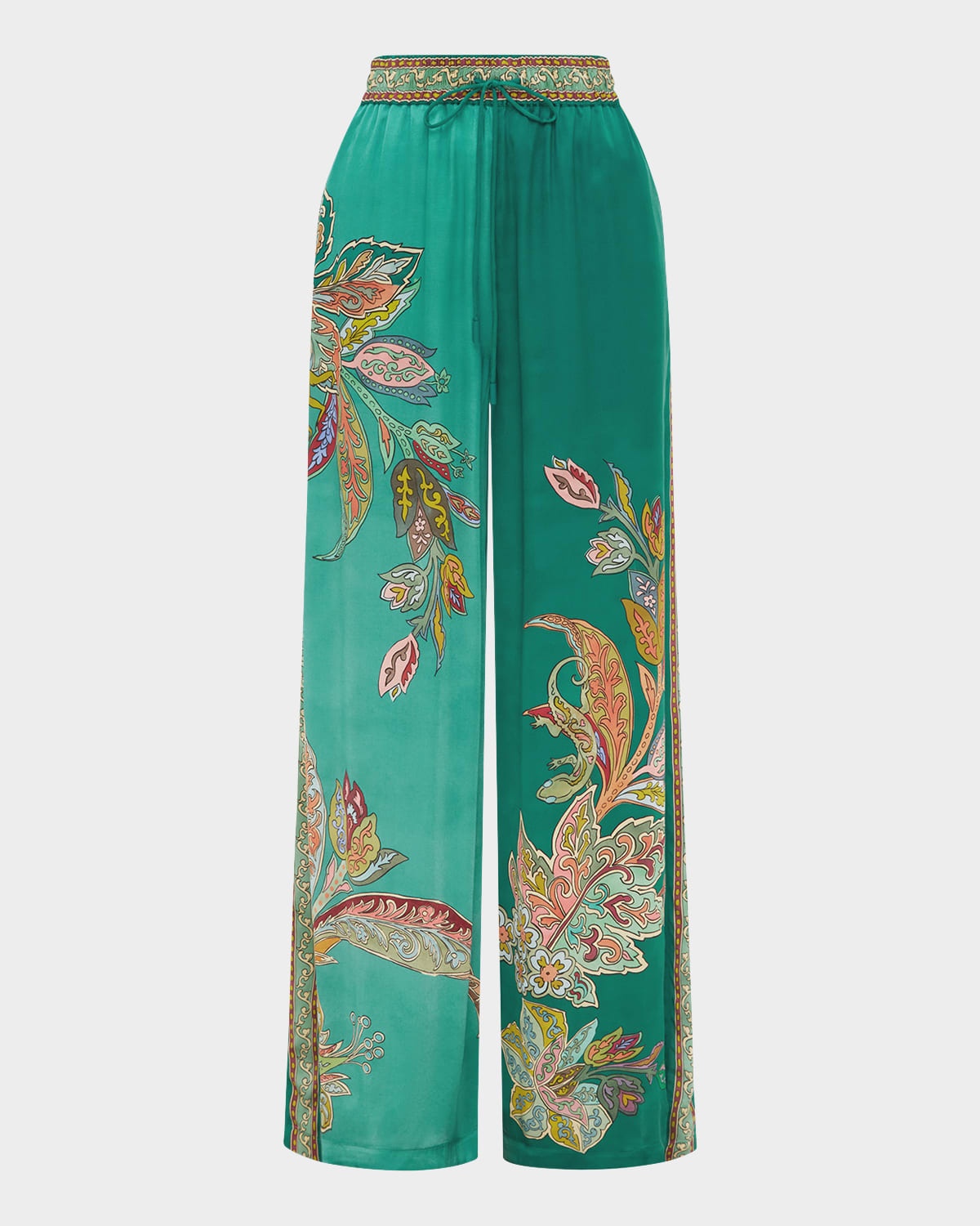 France Wide-Leg Silk Pants - 1