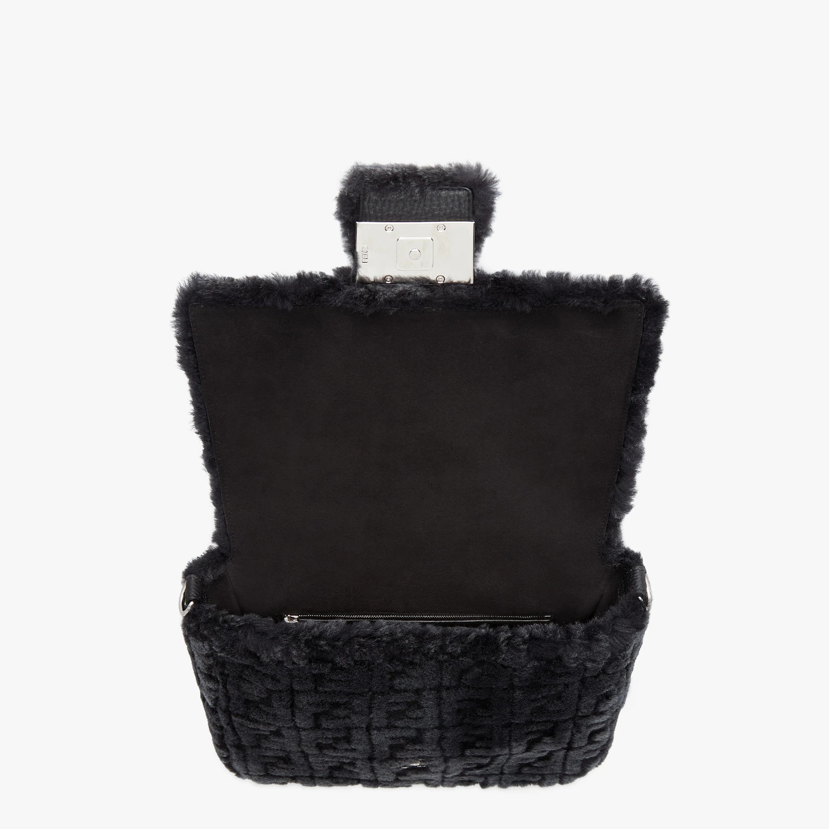 Black and gray shearling bag - 4