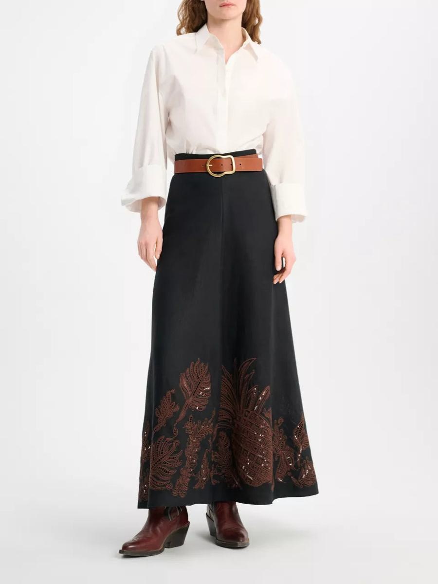 DOROTHEE SCHUMACHER TEXTURED LINEN MIDI SKIRT - 3